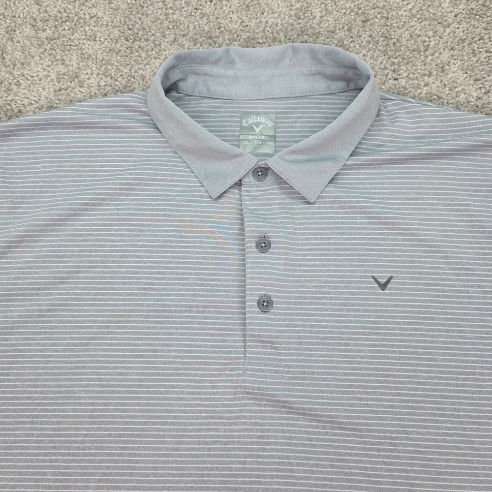 Callaway Opti-Dri Mens XXL Grey Striped Short Sleeve Golf Polo Shirt‎